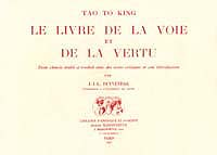 Tao t&ouml; king, trad. J.-J.-L. DUYVENDAK